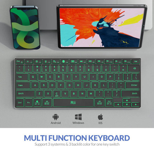 Rii Bluetooth Tangentbord X9, Trådlös Tangentbord Med Rgb Bakgrundsbelysning, Case För Ipad, Ipad Pro, Ipad Mini, Ipad Air,Tablet, Ytan,Pc English