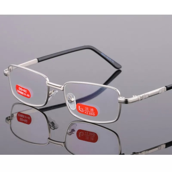 Högupplösta läsglasögon Optiskt glas Kvinnor Män Unisex Dioptri +1,0 +1,5 +2 2,5 +3,0 3,5 +4,0 +4,5 +5 +5,5 +6,0 Silver