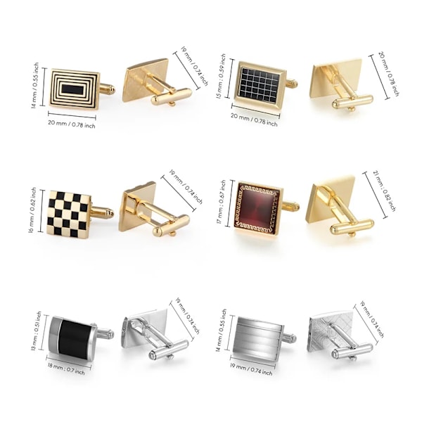 1Pair Square Man Man Manschettkjortor Koppar Slipsklipp Clips & Manschettknappar För Män Lyx Bröllop Gäster Mode Smycken Män Manschetter 1159182-1241069