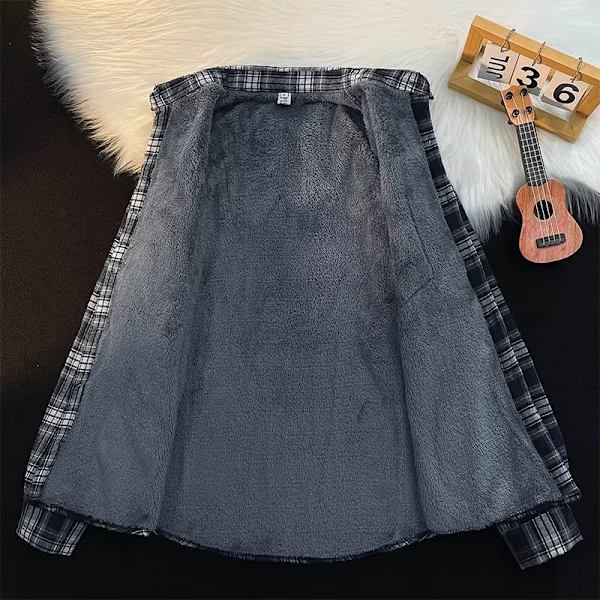 Hong Kong Style Plaid Tröja Mäns Höst Och Vinter Snygg Lång Ärm Skjorta Mode Trendy Märke Japanska Style Inre Wer Vår Och Höst Rock Nytt Brown XL