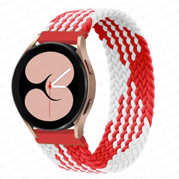 Flätad Solo Loop För Samsung Galaxy watch 4/5/6/44mm 40mm/klassisk rem 46 42mm/aktiv 2/Gear S3 armband 22mm 20mm Watch Band white red S