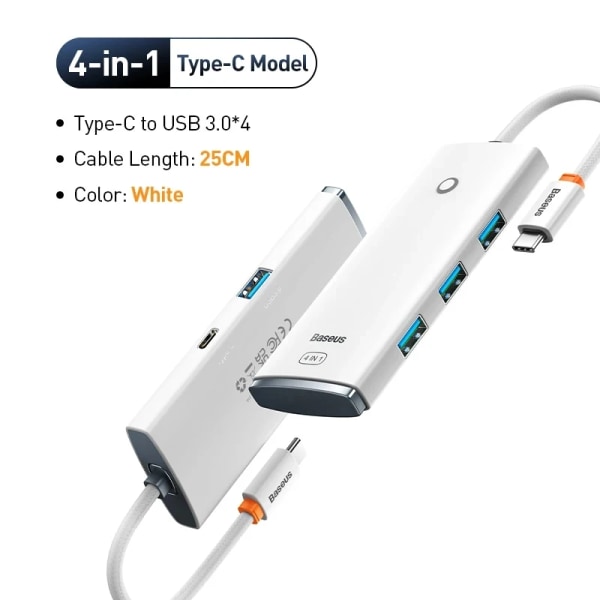 Bas192.- HUB USB 3.0 av typ C, med 6 portar, kompatibel HDMI, adapter 4K @ 30Hz, station 6 000 S6 för PC, tillbehör information 4 in 1 Type C 0.5m W CHINA