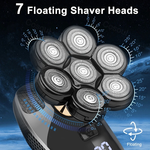 Barbering til mænd Elektrisk Shaver Kraftig Skaldet Hoved Shaver Skæg Shaving Machine til mænd Razor Mand Gave Kæreste 5 in 1 add 1 Head