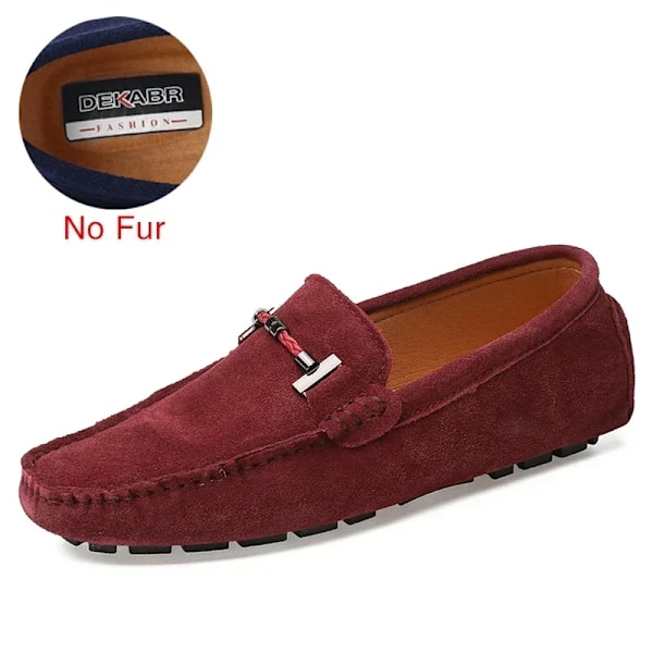 Dekabr Trendy Män Casual Skor Stor Stora Storlek 38-47 Varumärke Sommar Driving Loafers Andningsbart Grossist Man Mjuk Skodon Skor Skor. För Män Wine No Fur 7.5