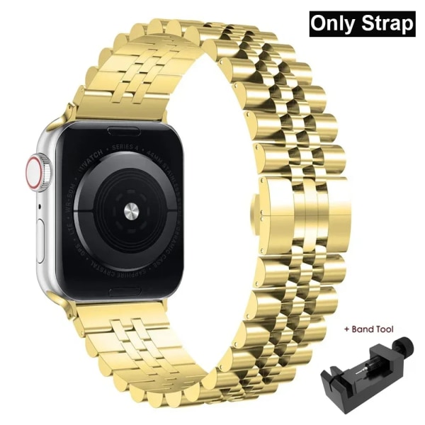 Case för Apple Watch i rostfritt stål för Apple Watch 38 mm 42 mm 40 mm 44 mm 41 mm 45 mm metallband för iWatch Series9 8 7 6 SE 5 4 3 2 1 Correa Gold only Strap 38mm-Series 3 2 1