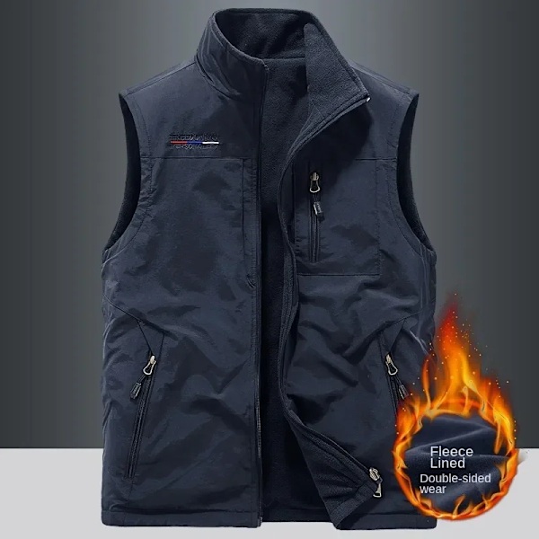 Udendørs Veste Mænd Casual Opvarmet Vest Mand Kropsvarmer Vandretøj Luksus Termisk Mode Mænds Opvarmning Vinterjakke Plus Størrelse Navy Blue 2XL 70-80KG