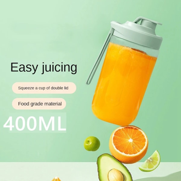 Ny bärbar mixer 400ML elektrisk juicepress fruktblandare 1200mAh USB uppladdningsbar smoothie minimiixer personlig juicepress färgglad Green with 2 Cups