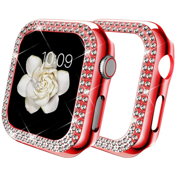 Diamond Case för Apple Watch Series 8 7 41MM 45MM Cover För iWatch 6 SE 5 4 38MM 42MM 40mm 44mm Tillbehör Red 38MM Series 3 2 1