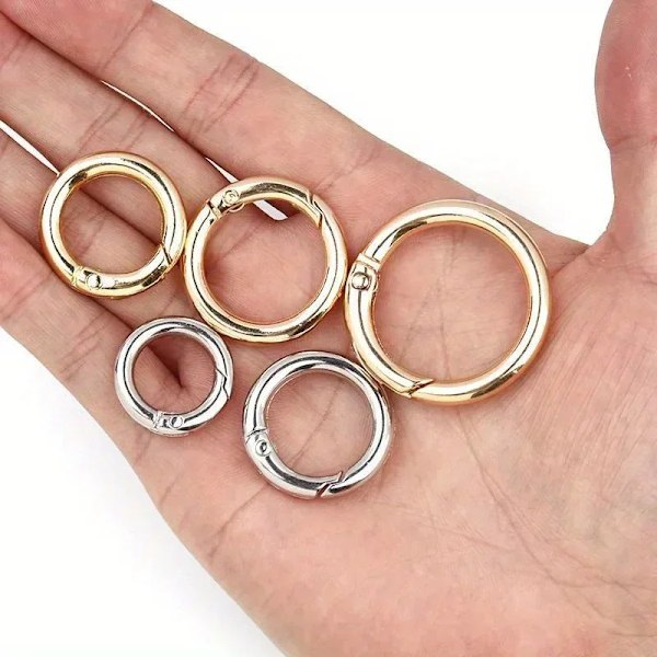 5 stk Metal O-Ring Nøglering Fjederspænder DIY Smykker Åbne Runde Karabinhager Nøglering Spænde Taskeklips Snap Hook Silver 32mm---5pcs