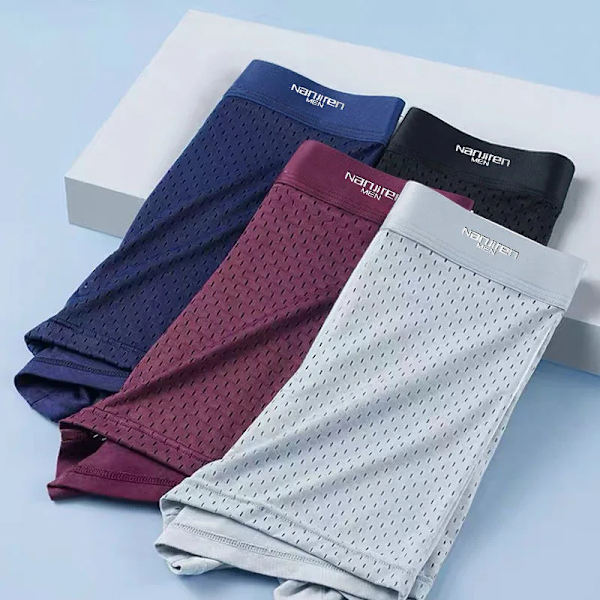 5St / Mäns Underkläder Sommar Ice Silk Underkläder Plus Storlek Trosor Cool Andas Sexiga Boxer Trosor Mesh Comfort Underkläder L-5Xl 5Pieces MultiA 5XL
