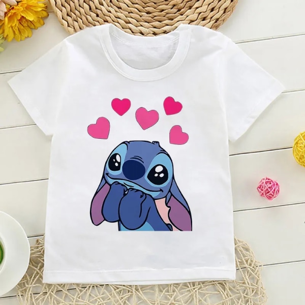 Kawaii 90-tal Lilo Stitch Rolig tecknad T-shirt Barn Barn Stitch Söt Manga T-shirt Y2k Grafisk T-shirt Tjej Pojke Topp Tees 59004 1T(XS)