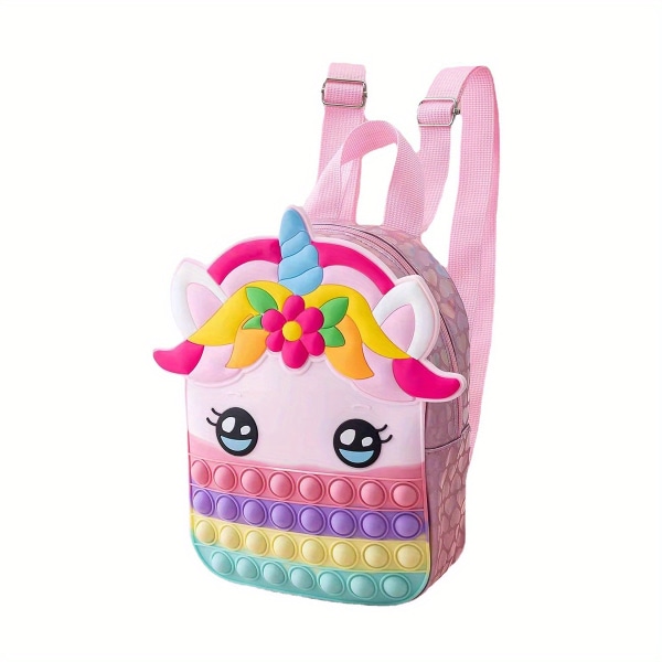 1 st Ny söt söt Unicorn Shape ryggsäck för flickor, rolig väska, silikonväska med mjuk yta, tryckreducerande leksaksväska, ryggsäck för barn Various Color