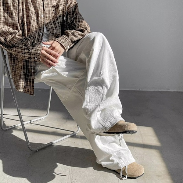 Suorat housut miehille 2024 Uusi kevät Kiristysnauha Korsetti Hoikentavat housut Kudotut Retro Kuljetushousut Black XXXL