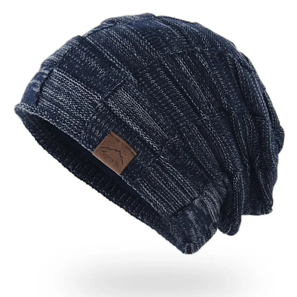 Vinterhue Varmt Plus Størrelse Udendørs Strikket Mand Kvinde Uld Pompom Hue Casual Stræk Hæklet Beanies Hue Kasket Til Kvinder Mænd Style1 Navy One Size