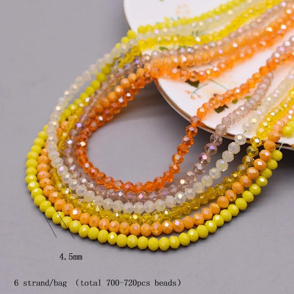 4mm Farveskema 6 tråde/pose Rondelle Krystal Glasperler Facetterede Løse Spacer Perler til Smykkefremstilling Smykke DIY Halskæde 4 4.5mm 6 strand bag