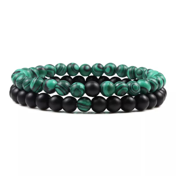 Set Armband Par Avstånd Svart Vit Naturlig Lavasten Tiger Eye Beaded Yoga Armband för män Kvinnor Elastiskt rep Smycken 6mm Matte-malachite