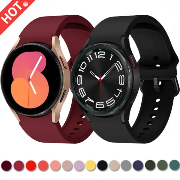 Silikonrem För Samsung Galaxy Watch 6 5 4 40mm 44mm 45mm Originalarmband med båggränssnitt För 6 4 Classic 47mm 43mm46mm Official red Watch 6 Classic 43mm