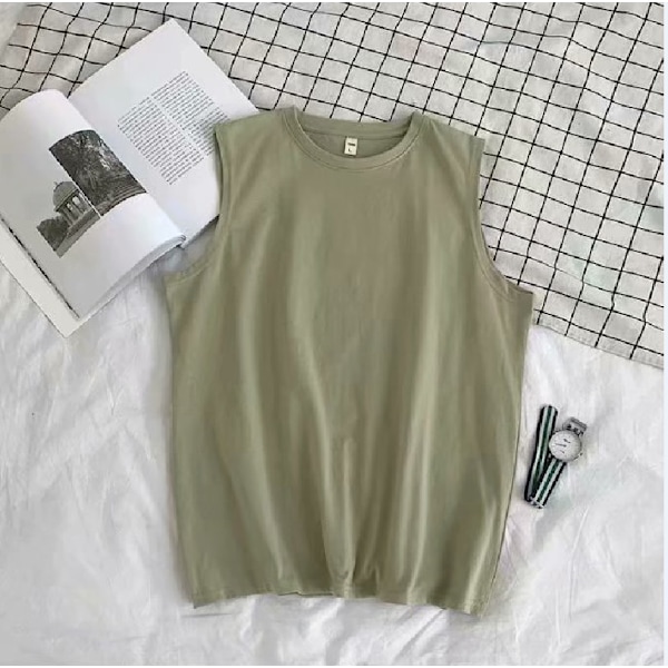 Vest Mænd Udendørs Fashion Street Hip-Hop Sport Undershirt Par Sommer Slid Student Bas Ærmeløs Toptøj Hjoon Brande Khaki L
