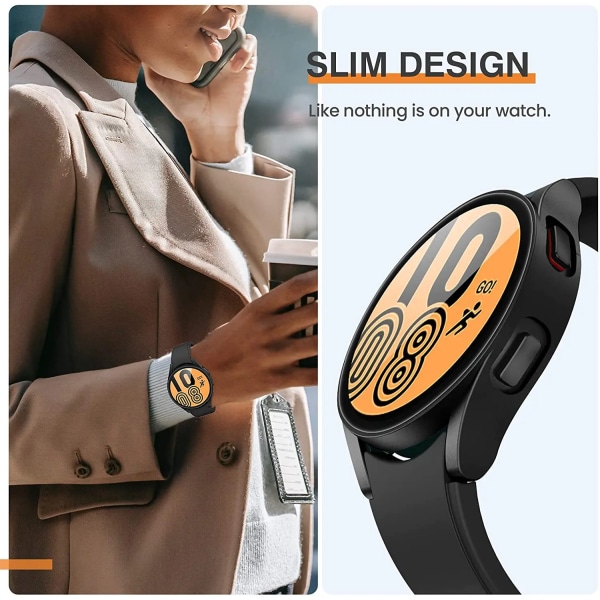 Glas+Matt Watch Cover för Samsung Galaxy Watch 4 Case 44mm 40mm, All Around-täckning Skyddande stötfångare för Galaxy Watch 5/4 Black Galaxy watch 5 44mm