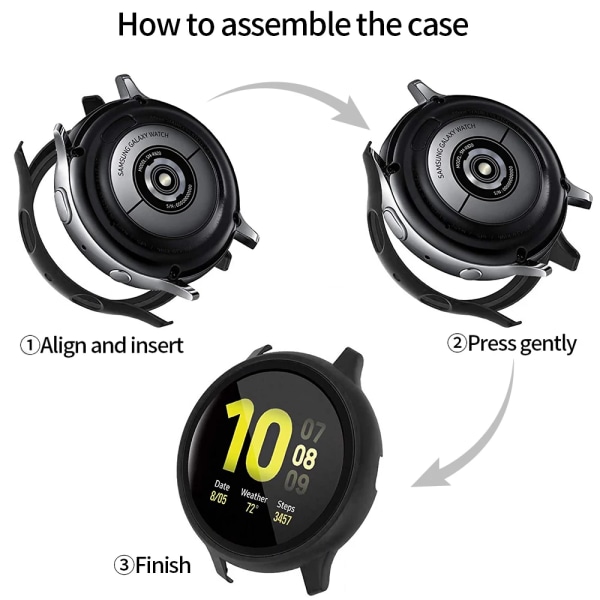 Case+Glas För Samsung Galaxy Watch Active 2 44mm 40mm Cover Stötfångare Tillbehör Skydd Fulltäckande Matt Skärmskydd Transparent Active 2 40mm