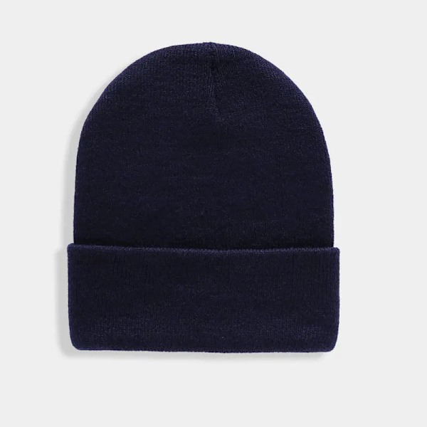 Unisex Solid Beanie - Höst & Vinter - Ullblandning - Mjuk & Varm - Stickad Mössa - Herr & Dam - Skullcap - Gorro - Skidmössa - 24 Färger Navy blue