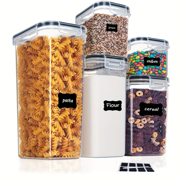 10 st lufttäta matförvaringsbehållare set med lock, BPA-fria torrfoderbehållare av plast för organisering och förvaring av köksskafferi, för spannmål 5Pcs-JB0066