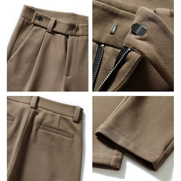 Draping Effekt Ankellånga Byxor Mäns Höst Och Vinter Tjock Lös Raka Byxor Koreanska Mode Woolen Casual Casuale Byxor För Herrbyxor Black 28