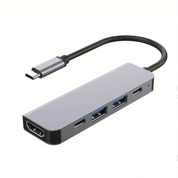 5-i-1 Dockningsstation USB-C till HDMI Adapter 4K Screen Casting Converter PD Charging Type-C Dockningsstation