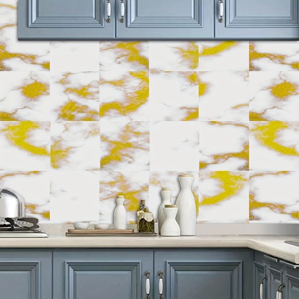 10 st/ set Självhäftande avtagbara PVC-imitationer av keramiska plattor, fyrkantiga vattentäta väggdekaler i modern stil med marmormönster Lämplig 10pcs * 29.97cm * 29.97cm