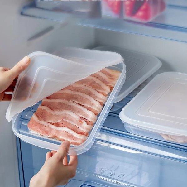 Japansk mjukt cover non-stick botten fiskbiff krisper kylskåp bacon förseglad kyllåda skaldjur Frozen förvaringslåda 1PC