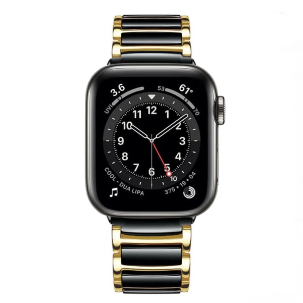 Keramisk metallrem för Apple Watch Ultra 49 mm 45 mm 41 mm 44 mm 42 mm 40 mm 38 mm armband för män/kvinnor för iwatch 8 7 6 5 4 3 2 SE Band Gold black