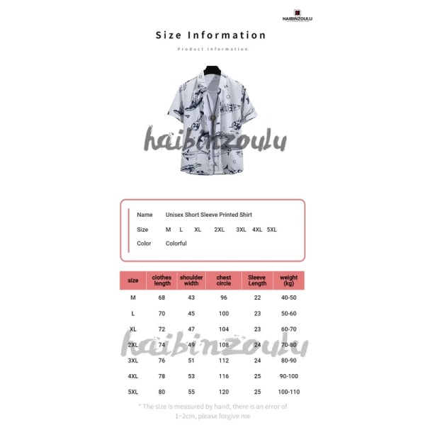 Herr kortärmad tryckt skjorta hawaiiansk stil kläder oversize toppar strandsemester personlig kläder C90 3XL(70-80KG)