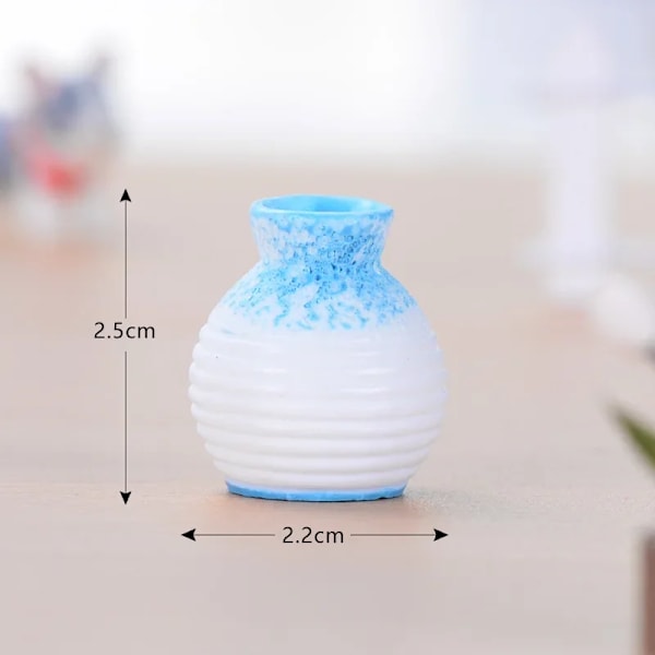 Harpiks Miniature Lille Mund Vase DIY Håndværk Tilbehør Hjem Have Dekoration Tilbehør Hjem Dekoration Fint Skåret Vase Ornament Blue