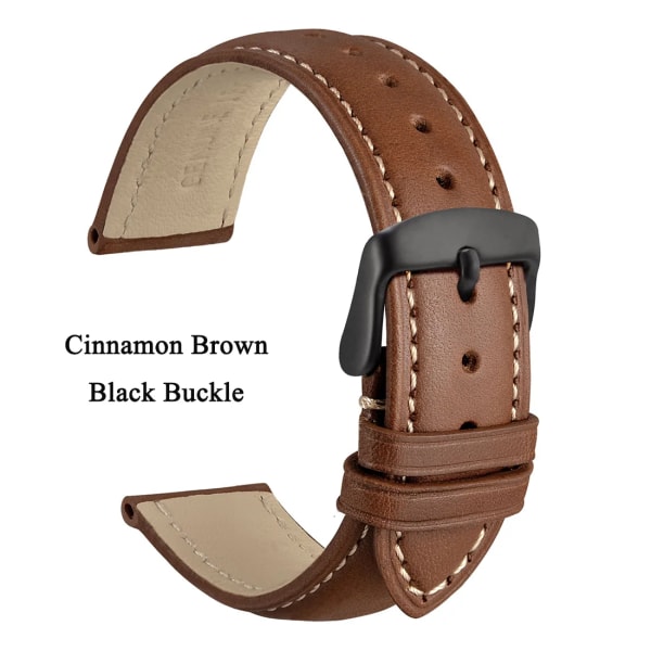 Watch i äkta läder 14 mm 16 mm 18 mm 19 mm 20 mm 21 mm 22 mm 23 mm 24 mm Ersättningsband Armband för män kvinnor Cinnamon Brown-B 19mm