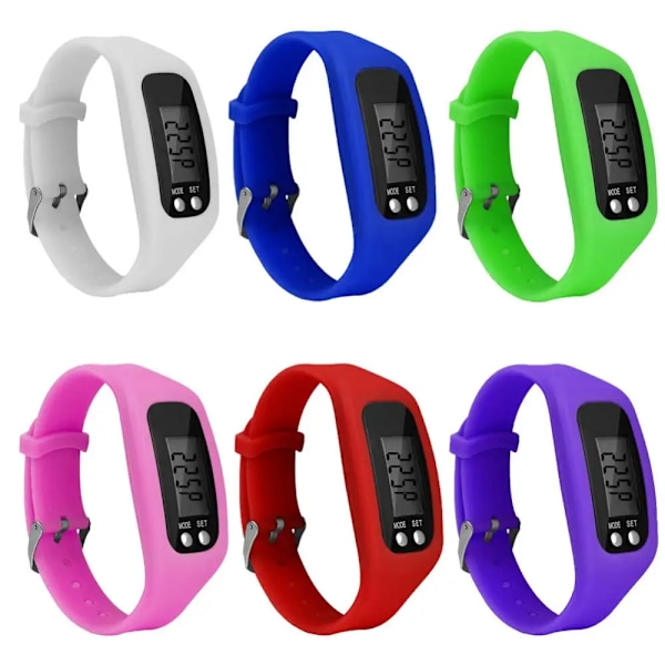 Sport Løbesilikon Trinteller Kalorie-Step Counter Digital Ur Armbånd Rose Red