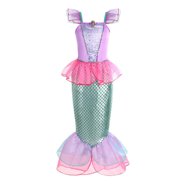 Den Lille Havfrue Princess Cosplay Sequin Bling Kjole Til Piger Fødselsdagsfest Halloween Børnetøj Kostume dress set 3 3T(110)