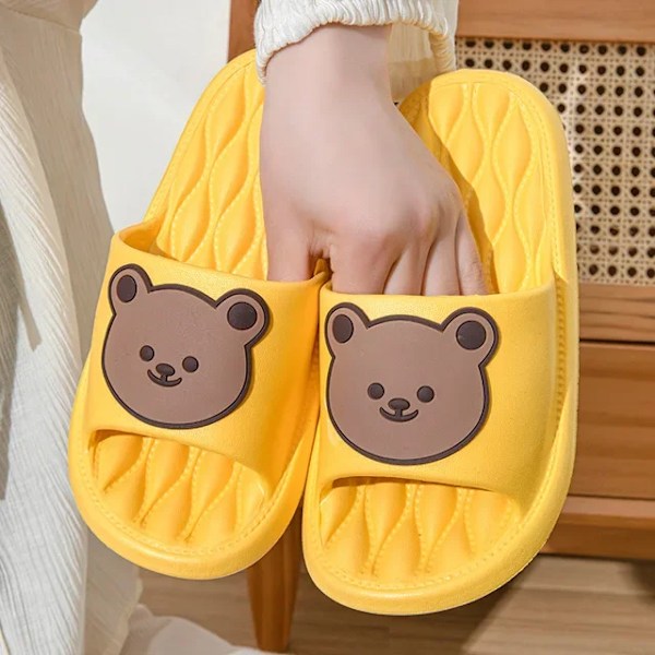 Ny Eva Trend Cartoon Björn Toffpar Par Home Tjock Sula Tofflor Anti Slip Badrum Tofflor Casual Kvinnor Mjukt Slipper I Tuna Yellow 40-41