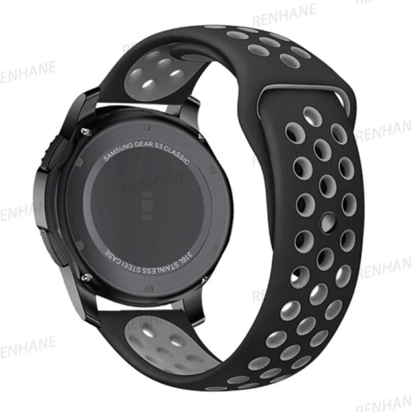 22 mm 20 mm watch för Samsung Galaxy Watch 6 5 4 3 Classic 47 mm 43 mm Pro 45 mm 40 mm 44 mm silikonarmband Huawei GT/3/2 Band Black Gray Classic 6 47mm