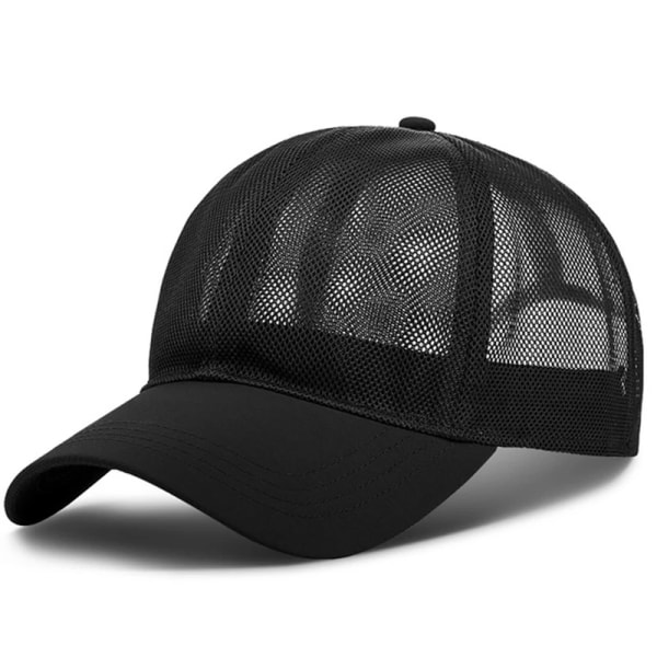 Kvinnor Män Sommar Cool Andas Snabbtorkande Mesh Cap UV Solskydd Utomhus Ridning Fiske Tennis Golfkepsar Sport Hatt Black One Size