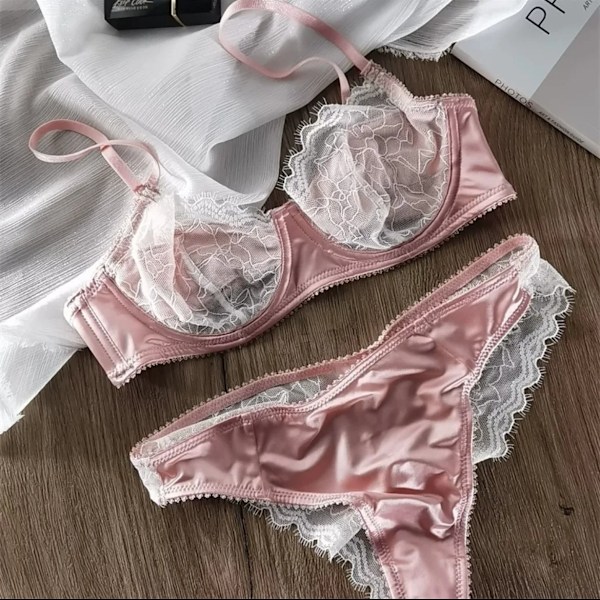 Ellolace Ensemble Lingerie Seksikäs Nainen Push Up Pitsi Seksikäs Asut Katso läpi Romanttinen Uusi Alusvaatteet Eroottinen Bilizna Vain Fanit Pink M