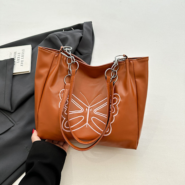 Stor Kapacitet Underarm Väska För Kvinnor Nya 2024 Mode Hand Väska Western Style Butterfly Klass Pendlare Tote Kvinna Black