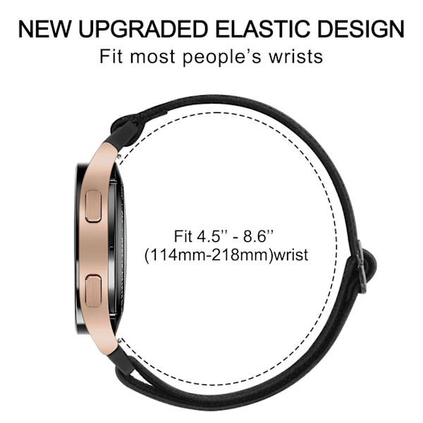 Elastisk Nylonrem til Samsung Galaxy Watch FE 7 6 4 5 40mm 44mm/5 Pro/4 6 Classic 42mm 46mm 47mm/Active 2/Watch 3 41mm Bands Star Light 20mm Width Strap