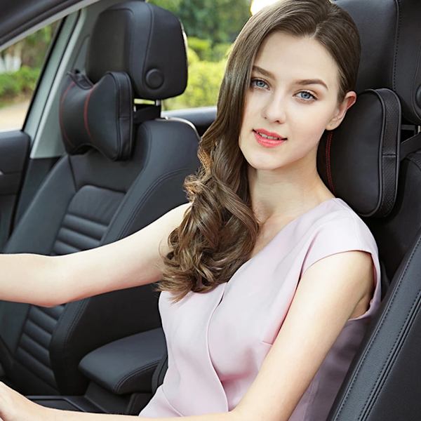 2 stk. Toppkvalitet Ko Hud Bil Nakkestøtter Hovedstøtte Nakkestøtte Support Auto Universal Sæde Blød Åndbar Indretning Dekorere Indhold 2PCS Brown
