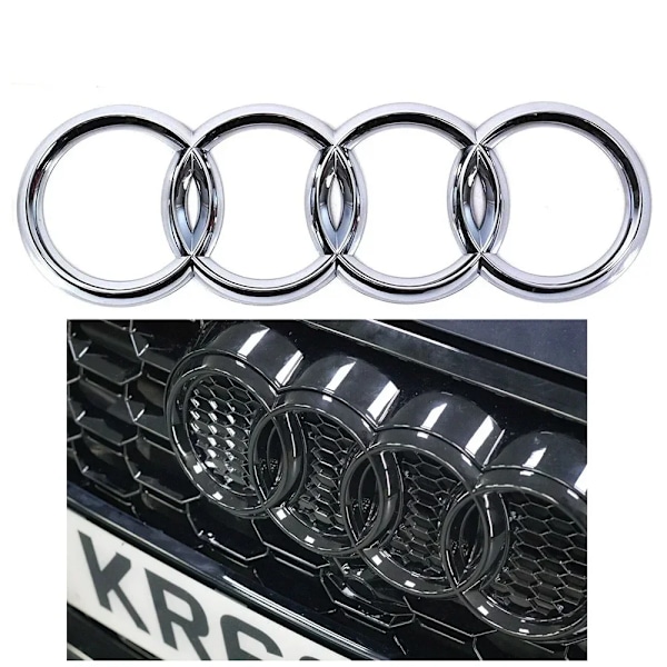 4 Ring Abs Bilhuva Främre Grill Bakre Baklucka Emblem Logo Märkemärke Decal För Audi A3 A4 A5 A6 A7 Q2 Q3 Q5 Q8 Tt glossy Black 275mm 07-19 A4