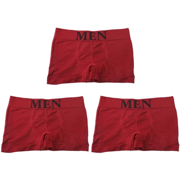 3st/lot Herrtrosor Underkläder Boxers Andas Man Boxer Solid kalsonger Bekväma manliga shorts Svart Blå Underkläder Red-3PCS for 50-75kg