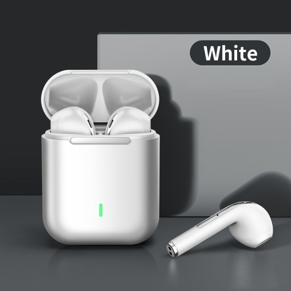 J18-TWS In-Ear Hi-Fi Stereo Trådlöst Headset Sports Life Headset för Iphone/Android Gaming Headset, 150mAh Case, (30mAh*2 hörlurar) White