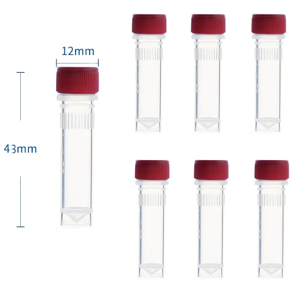 25/50 st. 1-10 ml Plastprovrör, Provbehållare, Pulver, Hantverk, Skruvlock, Flaskor för Kontor, Skola, Kemikalier 1ml Red 50pcs