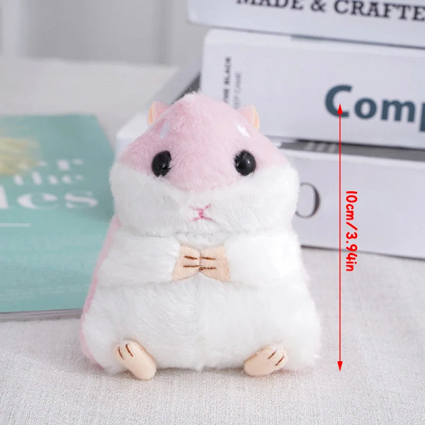 1 stk. Fyldt 10 cm Hamster Plys Legetøjs Nøglering Dyr Børn Legetøj Nøglering Kawaii Dukker Børn Barn Julegaver Taske Vedhæng Light gray