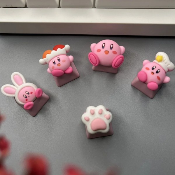 Söta Kirby Keycap Spel Mekaniska Tangentbord R4 Esc Cross-Axel Tecknade Anime Rosa Flicka Hjärta Keycaps 1