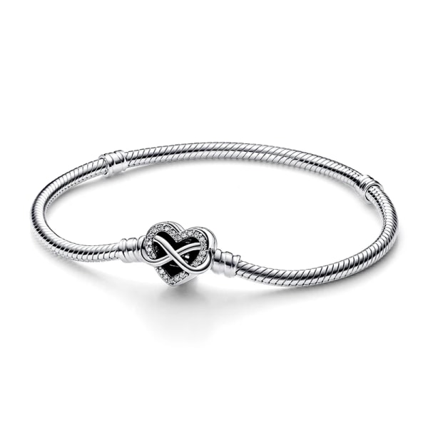 925 Silver Hjärta Ormkedja Armband för Kvinnor Oändlig Knuta Fjäril Oändlighet Spänne Femme Armband Smycken Present CPB015 17cm